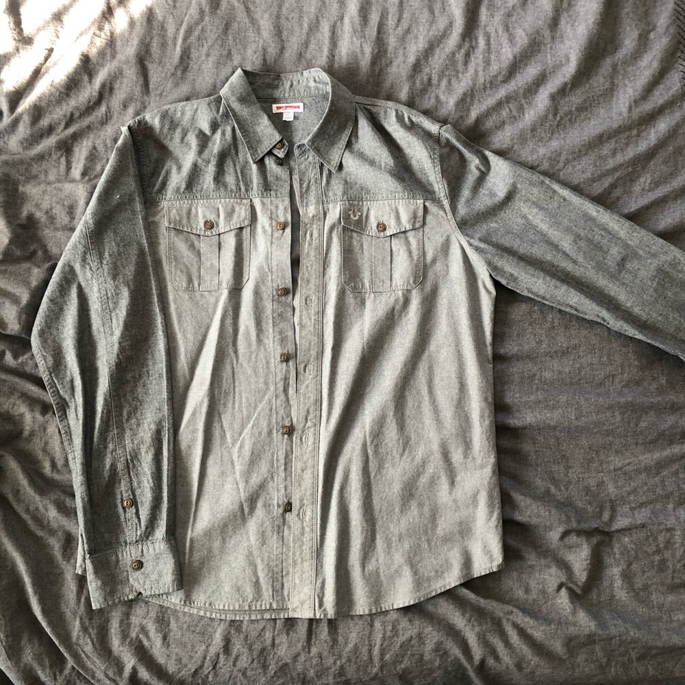 Grey True Religion Button Down